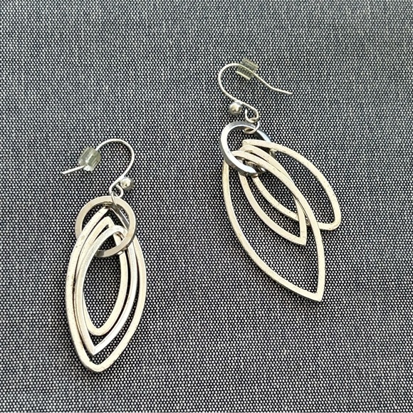 Silver Orbit Marquis Earrings - Picture 8 of 12